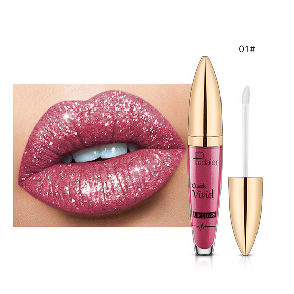 Pudaier Sip Glitter, Flip Matte Shimmer Lip Gloss, No Stain On-cup Diamond Lipstick