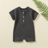 Baby Summer Short Sleeve Romper – Soft Cotton Button Bodysuit for Infants