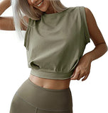 Sexy Navel-exposed Sweatshirt, Summer Loose Sleeveless T-shirt, Running Fitness Yoga Crop Tops, Women's Clothing