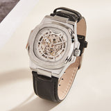 Barrel-shaped Leather Belt, Men's Waterproof Mechanical Watch