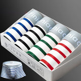 A Box of 4 Pcs, Men's Full Cotton Striped Printed Boxers, Explosion Style Trunks