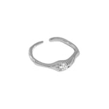 Small Design Sense of Simplicity and Temperament Zircon, Electroplating Silver Ring