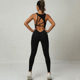 Women's Sleeveless Yoga Jumpsuit – One-piece Stretch Sportswear for Workout, Running & Training