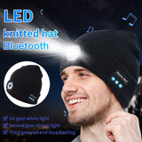 Dimming Rechargeable Warm Bluetooth 5.0 LED Hat, Wireless Stereo Headset Music Player with MIC for Handsfree Support