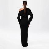 INS Sexy Off-shoulder Slim Fit Knit Long Sleeve Bodycon Maxi Dress