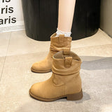 Suede Slimming Chunky-heel Fashion Ankle Boots for Women