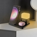 6-in-1 Small Night Lamp Alarm Clock with Wireless Charger