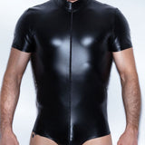 Black Patent Leather Zipper Jumpsuit