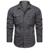 Long-sleeve Solid Color Shirt, Military Style Clothing