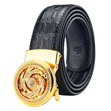 Men's Rotating Automatic Buckle Belt, 3.5 cm Wide Crystal Diamond Design