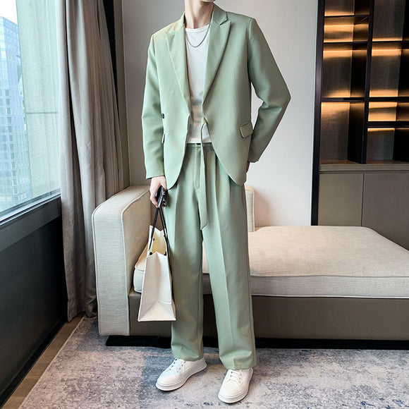 Casual Fashion, Trendy Slim Fit Men's Jacket + Pants Suit