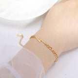 Double Hole Lightning Pendant, Titanium Steel Women's Bracelet