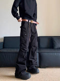 Retro Multi-pocket Cargo Pants, Men's Straight Casual Paratrooper Trousers