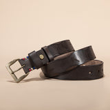 Men’s Vegetable-tanned Top-grain Leather Belt with Solid Brass Buckle