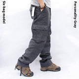 Multi-pocket Workwear Casual Trousers, Straight Men's Regular Fit Pants