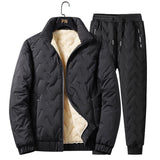 Men’s Thick Fleece Warm Jacket & Pants Set with Turn-down Collar