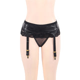 Women's Faux Leather, Garter Panties Underwear