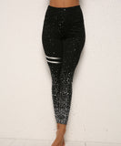 Gold Dot Striped Print Leggings, Fitness Butt Lifting Running Sport Gym Yoga Pants for Women, High Waist Slimming Tight Trousers