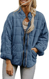 Winter Zip-up Stand Collar Coat with Pockets, Fashion Solid Color Plaid Long Sleeved Jacket, Women's Clothing