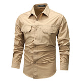 Retro Workwear Shirt, Men's Long-sleeved Spring Fashion Brand, Casual Overshirt