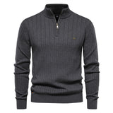 Men’s Half-zip Knitted Sweater – Casual Stand Collar Long-sleeve Pullover for Fall & Winter