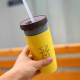 No Cover Twist Travel Cup, Double Insulation Tumbler Straw, Sippy Portable Water Bottles for Children and Adults