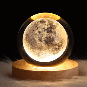 Luminous Starry Sky and Planets Moon - Crystal Ball Small Night Lamp, Projection Ambience Light, Creative Gift Ideas