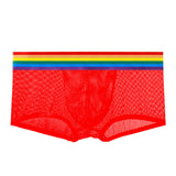 Men's Low Waist, Mesh Panties, Rainbow Belt, Breathable Boxers