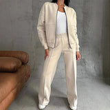 Women's Sports Suits, Zipper Jacket and Wide Leg Pants, Two-piece Set