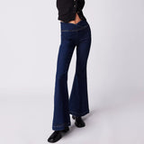 Women's Waist Irregular, Slim-fit Slimming Stretch, Denim Flared Pants