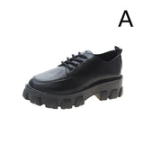 College Style Retro Black Platform Leather – Women's Single Shoes