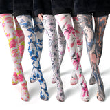 Thin Printed Pantyhose, Abstract Retro Stockings