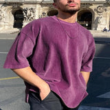 Men's, Corduroy Casual Short Sleeve, Sunken Stripe