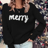 Women’s Knitted Crew Neck Sweater – Loose Pullover Jumper, Elegant and Warm, Trendy Spring/Christmas Wear