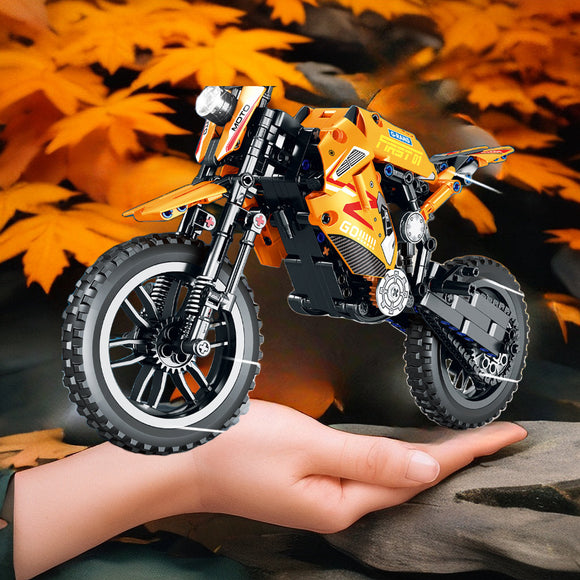 Assembled Motorcycle Boys' Puzzle, Small Particles Building Blocks Gift Box