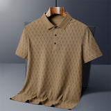 Men’s Seamless Ice Silk Polo Shirt, Short Sleeve Plus Size Summer Top
