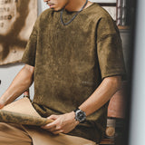 Retro Washed T-shirt, Heavy Short-sleeved Shirt for Men