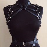 Women's Faux Leather Body Belly Band, Shoulder Wearing Ring, Horse Harness for Dancing Fetish Cosplay