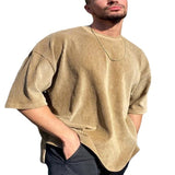 Men's, Corduroy Casual Short Sleeve, Sunken Stripe
