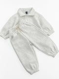Zipper Collar Polo Shirt Leggings Casual Set