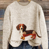 Women’s Anti-pilling Knit Sweater with Little Bear Print – Winter Base Layer, Trendy Street Top