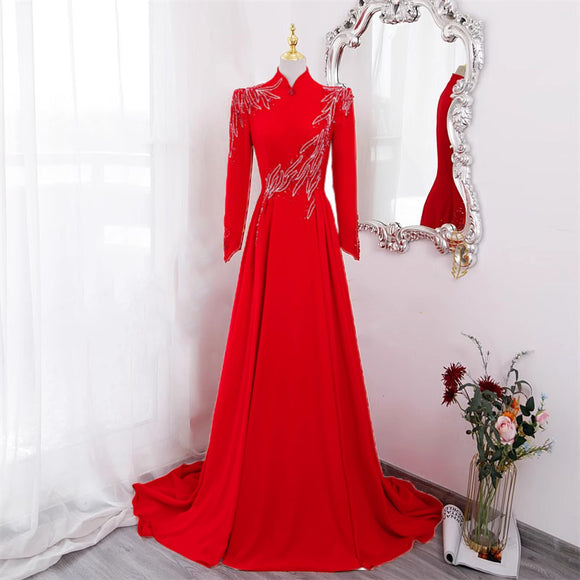 New Long Sleeve Formal Evening Party Elegant Dress