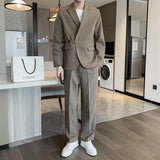 Casual Fashion, Trendy Slim Fit Men's Jacket + Pants Suit