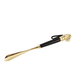 Luxury Solid Wood Shoehorn with Metal Handle – Long Handle Shoe Lifter for Easy Wear