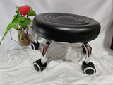 Children's Toddler Step Seat, Leather Small Round Chair with Wheels