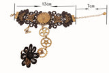 Women's Fashion Vintage Steam Engine Gear Lace Bracelet