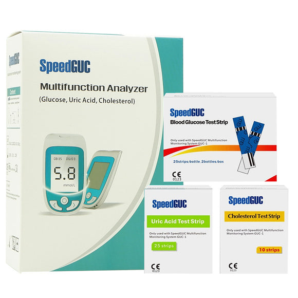 Blood Sugar or Glucose Detector, Uric Acid Meter, Total Cholesterol Analyzer