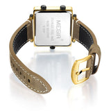 Vintage Style Square Dial Watch with Wide Display – Multi-time Zone Leather Sports Device