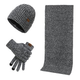 Thermal Knitting Cap, Scarf and Gloves, Three-piece Set