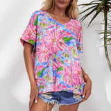 Shiying Printed Drop-shoulder Sleeve Top, Summer Fashion T-shirt for Women